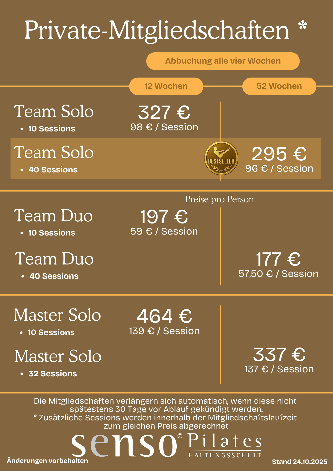 Preise der Private-Mitgliedschaften